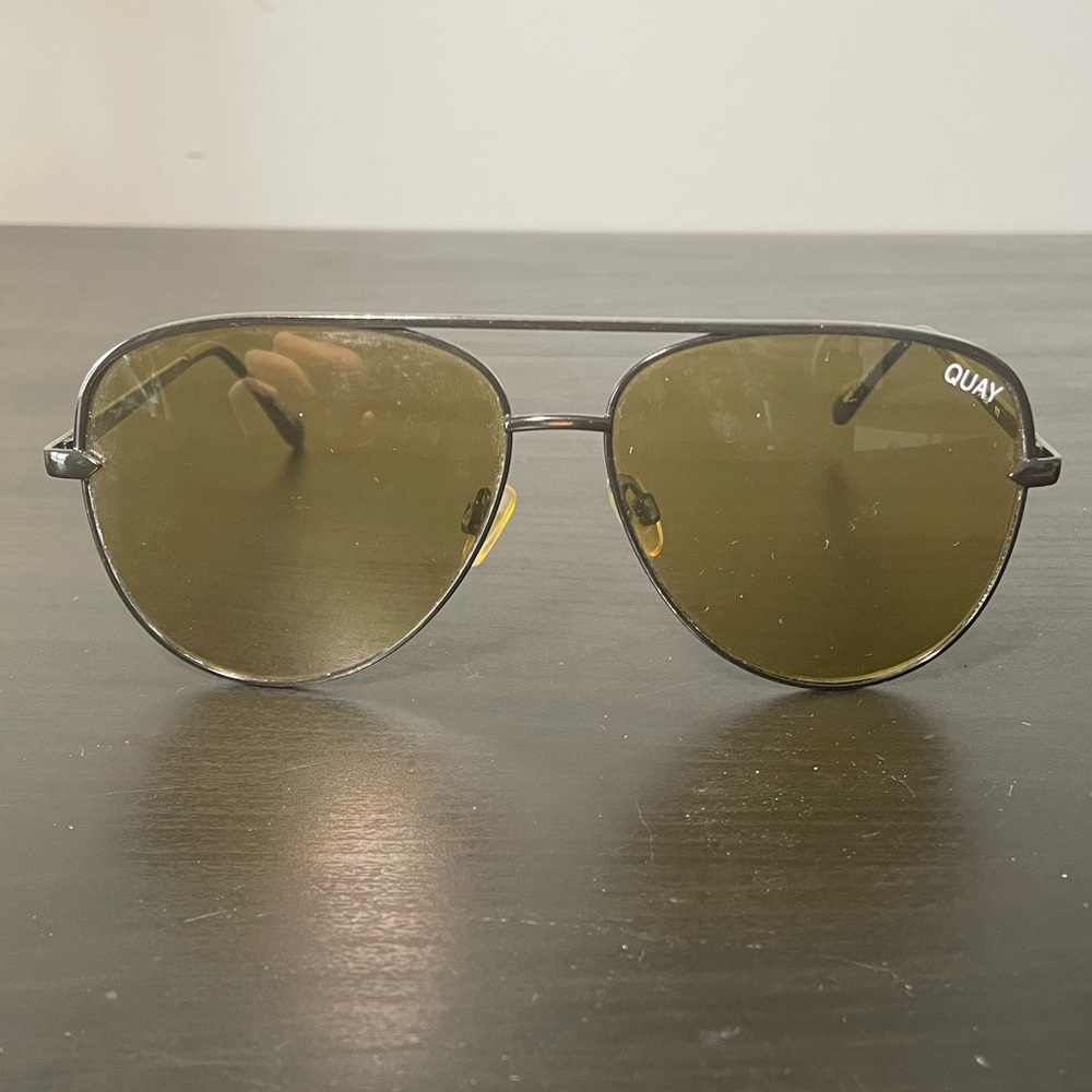 Quay x Desi Sahara Sunglasses with Yellow Lenses